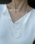 天然淡水珍珠1.3米长毛衣链可多层佩戴原创925纯银项链锁骨链礼物