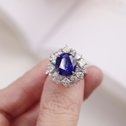 斯里兰卡天然蓝宝石戒指18K金钻石彩色宝石高级珠宝