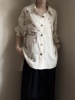 尹太阳原创 新中式小众设计竹叶印染清冷感棉麻男女同款衬衫上衣