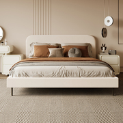 北欧布艺网红床ins小户型，双人床现代简约1.8米主卧奶油软包床婚床