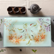 家用客厅现代简约功夫茶具长方形，钢化玻璃大茶盘套装陶瓷琉璃茶台