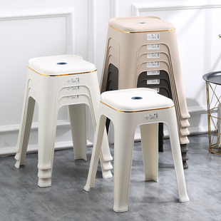 欧式熟胶塑料凳子家用加厚成人椅子高凳现代简约餐桌椅客厅方凳
