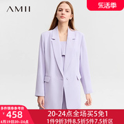 amii2024春秋免烫垫肩中长款小西装女西服正装，职业装宽松上衣