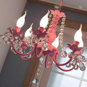 儿童房卧室吊灯公主女孩餐厅，灯地中海田园欧式客厅韩式粉色水晶
