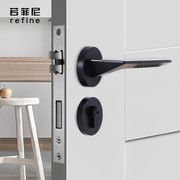 太空铝门锁室内卧室门静音门把手黑色实木房门锁具极简磁吸执手锁