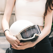 复古半盔3c认证男女哈雷摩托，电动机车夏季越野abs复古摩托车头盔