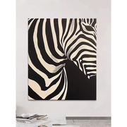 黑白色斑马几何抽象动物条纹客厅装饰画高级感玄关轻奢大气壁挂画