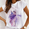 Ballet Ink painting T Shirt 水墨芭蕾舞印花女短袖个性女装T恤
