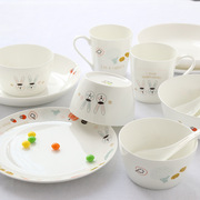 唐山骨瓷餐具套装碗碟盘，陶瓷器韩式创意，卡通厨房家用送礼碟子