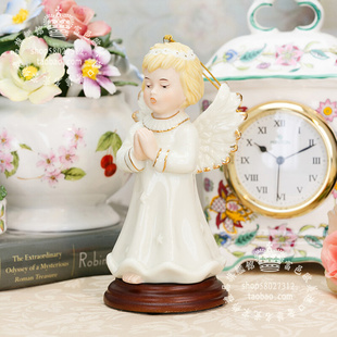 欧式米白瓷祈福天使陶瓷娃娃瓷偶工艺品客厅电视柜酒柜生日摆件