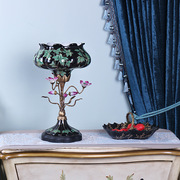 欧式创意高脚花盆彩绘陶瓷配铜家居饰品瓷器奢华摆件样板房软装