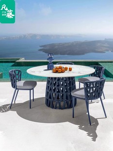 北欧户外藤椅铝合金桌椅圆桌，方桌长桌组合别墅庭院露天阳光房花园