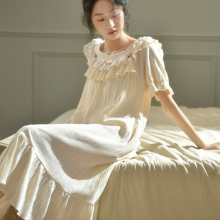 马克公主睡裙夏季女款柔软纯棉甜美公主风，法式连衣裙大码长款睡衣