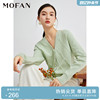 mofan摩凡法式优雅米，白色针织开衫，女春秋简约韩版显瘦毛衣