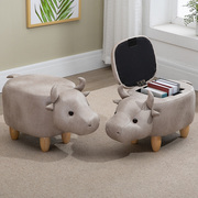 创意科技布换鞋凳化妆鹿凳沙发家用门口收纳可爱动物卡通熊实木凳