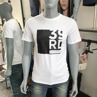 JJ杰克琼斯男士2023夏数字图案圆领短袖T恤韩版潮青年t恤