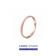 lihao玫瑰金戒指女18k钛钢不掉色素，圈磨砂面，简约时尚气质百搭指环