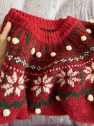 2023圣诞氛围感雪花刺绣毛衣女(毛衣女)奶系软糯慵懒风新年红色针织衫