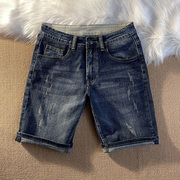 小宽松版型哈伦五分裤，纯棉弹力休闲时尚都市，潮牌牛仔短裤夏季男裤