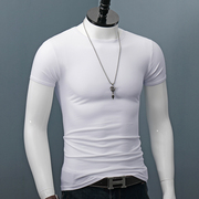 纯棉短袖t恤男士纯色，白t修身紧身圆领内穿白色，打底衫健身体恤男款
