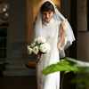 江南范中式(范中式)白色蕾丝领证旗袍改良版年轻款敬酒服新娘订婚连衣裙夏