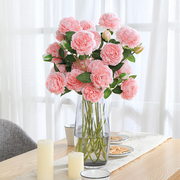 仿真牡丹花玫瑰花束绢花塑料花假花单支客厅装饰花干花餐桌摆件花