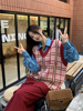 韩系学院风套装女春秋V领毛衣格子马甲叠穿衬衫两件套小个子