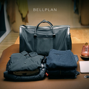 BELLPLAN男士布配头层牛皮西装旅行包手提西服包可折叠出差商务包