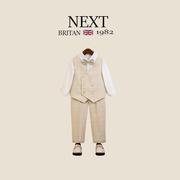 英国NEXT儿童礼服春秋季男童马甲套装西装周岁宝宝西服钢琴演出服