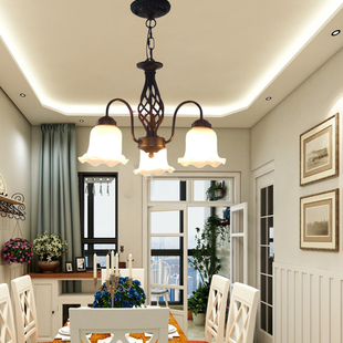 美式简约餐厅吊灯家居创意卧室，灯欧式小客厅，复古铁艺走廊过道灯具