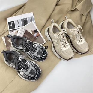 曼斯贝勒特殊材质网面透气舒适N字母面个性韩系运动鞋老爹鞋