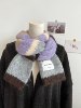韩国订单款灰紫色条纹撞色马海毛针织围巾女冬季韩版加厚保暖围脖