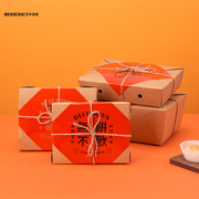 牛皮鲜肉月饼包装盒一次性打包盒苏式月饼礼盒牛皮纸餐盒防油纸盒