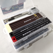 健桦美术素描铅笔盒橡皮炭笔，收纳盒储物工具箱，三格小号透明文具盒