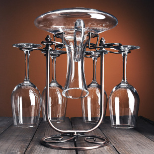 创意红酒杯套装家用醒酒器杯架欧式高脚杯水晶玻璃葡萄酒杯6只装