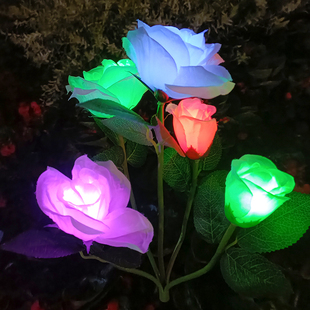 户外庭院装饰LED仿真花灯花园地插草坪灯七彩变色太阳能玫瑰花灯