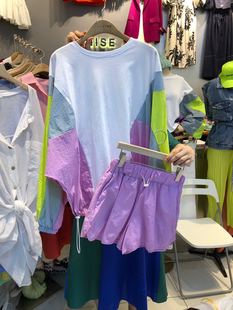 韩国东大门2023夏装女装撞色长袖卫衣短裤防晒休闲运动套装两件套