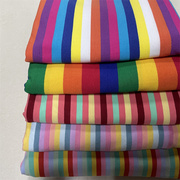 彩色彩虹条纹纯棉针织布料色织a类成人儿童夏短袖(夏短袖)连衣裙服装面料