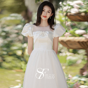 洋装小晚礼服女冬气质名媛高级感公主法式白色登记领证订婚连衣裙