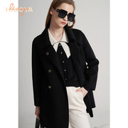 hiuoya2023冬季复古气质毛衣外套，纯色呢大衣商场同款23479017