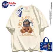 NASA联名美式纯棉潮牌圆领五分袖上衣女夏款休闲宽松短袖t恤女装