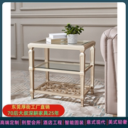 美式木质钢化玻璃长方形极简客厅沙发边角几茶几轻奢边桌