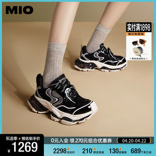 MIO米奥2024年春季圆头高跟时尚休闲鞋机甲厚底显高运动鞋女鞋