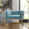 北欧个性创意单人沙发铁艺后现代，轻奢客厅样板房，丝绒布艺沙发椅