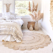 印度进口羊毛手工黄麻美式乡村，客厅地毯北欧简约茶几地毯地垫地毯