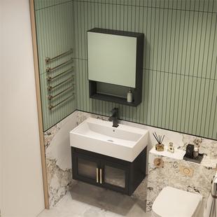 窄边小户型太空铝挂墙式玻璃门浴室组合套装阳台洗手盆洗漱台镜柜