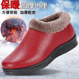 冬季老北京布鞋女棉鞋，防滑加厚加绒妈妈鞋保暖鞋，平底雪地靴短靴子