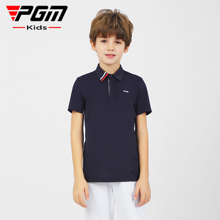 PGM儿童高尔夫服装短袖T恤春夏季男童青少年上衣速干衣服
