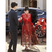 酒红色马面裙婚服套装，2024新娘结婚敬酒服订婚旗袍礼服夏季女