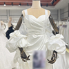 新娘结婚婚纱礼服配饰可拆卸假袖子缎面玫瑰花泡泡袖欧式袖套拍照